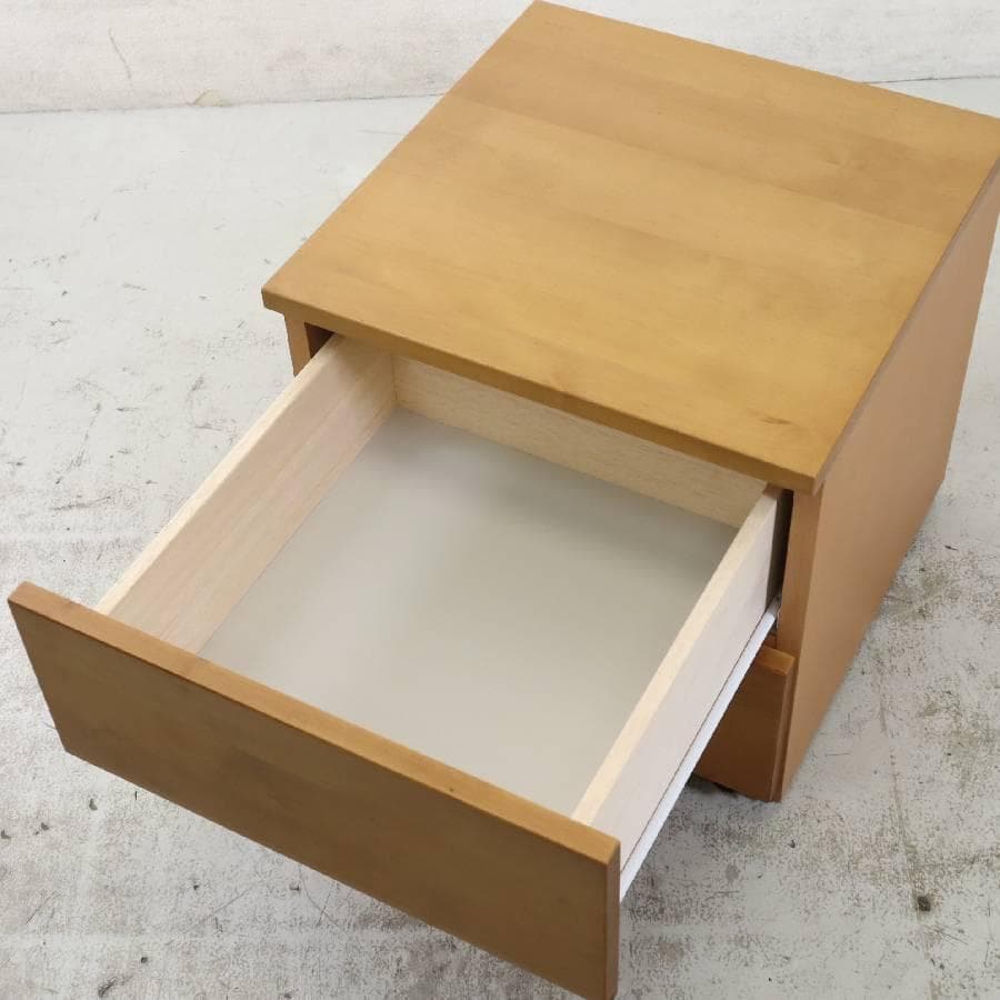 無印良品 廃番 バーチ材 ナイトテーブル サイドテーブル 引き出し2段