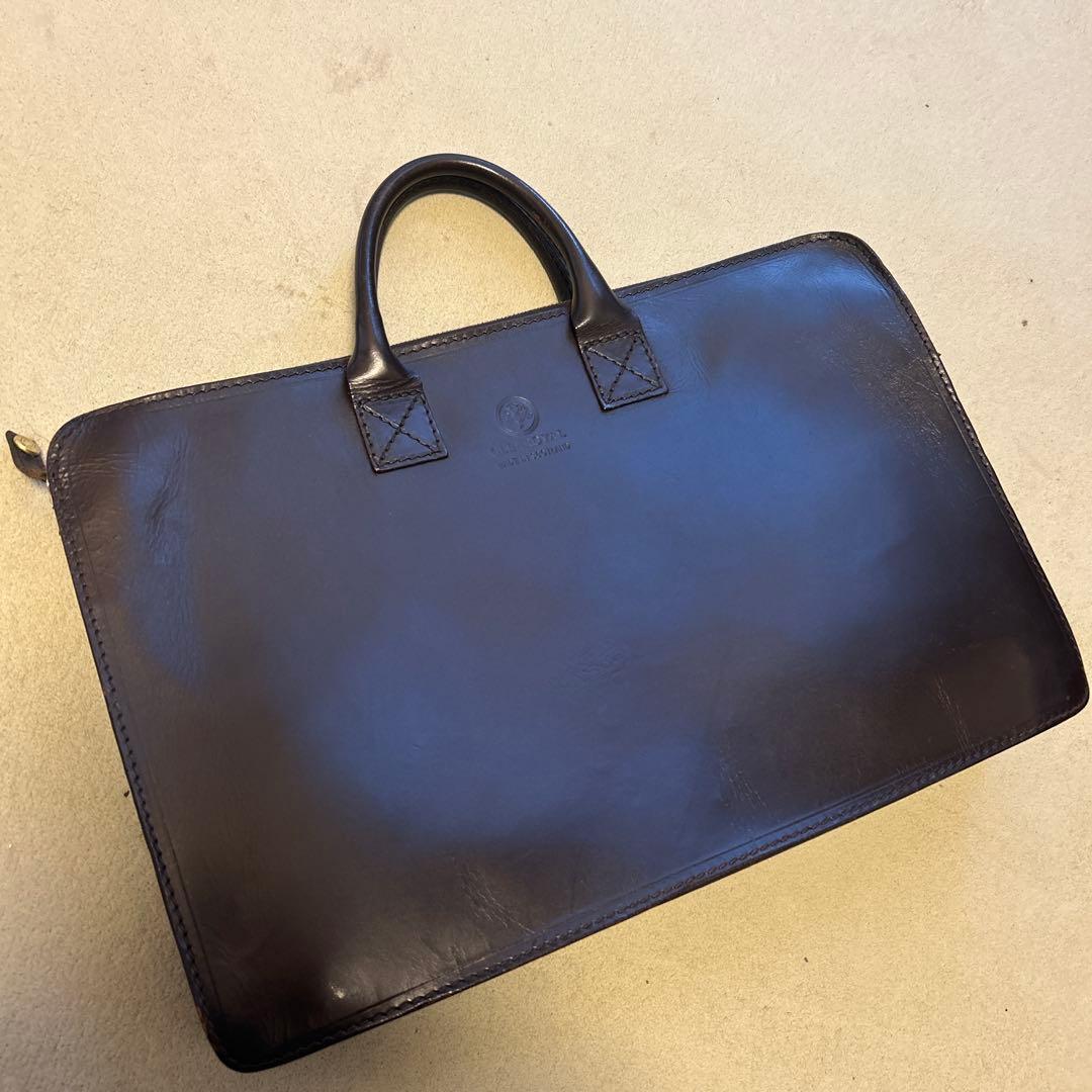 GLEN ダークブラウン レザー ビジネスバッグ