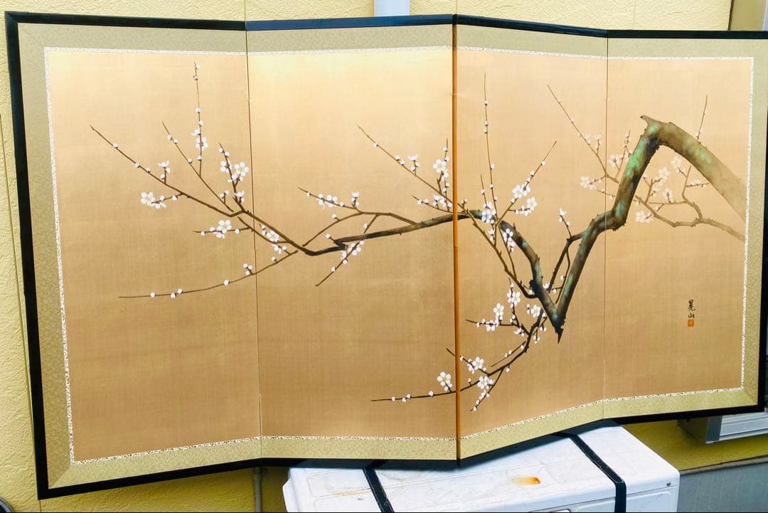 梅の花 屏風 日本画 160cm x 90cm