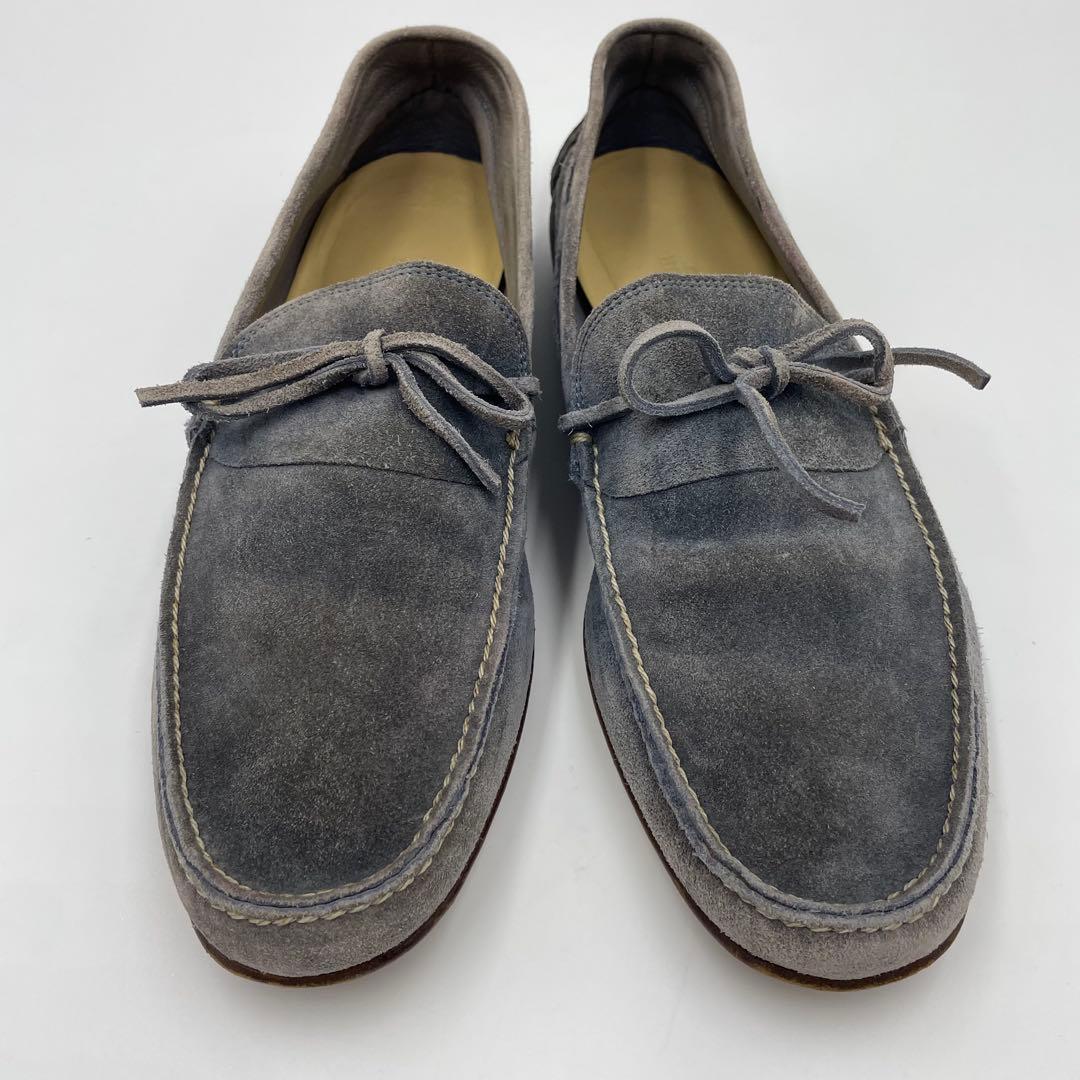 【美品】HERMES スウェード　モカシン　ドライビングシューズ　グレー26cm