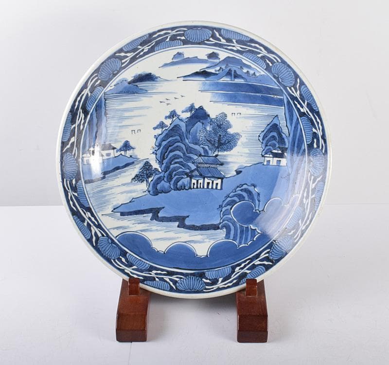 伊万里焼　古伊万里　山水文大皿　飾皿　直径40cm V　R3581C