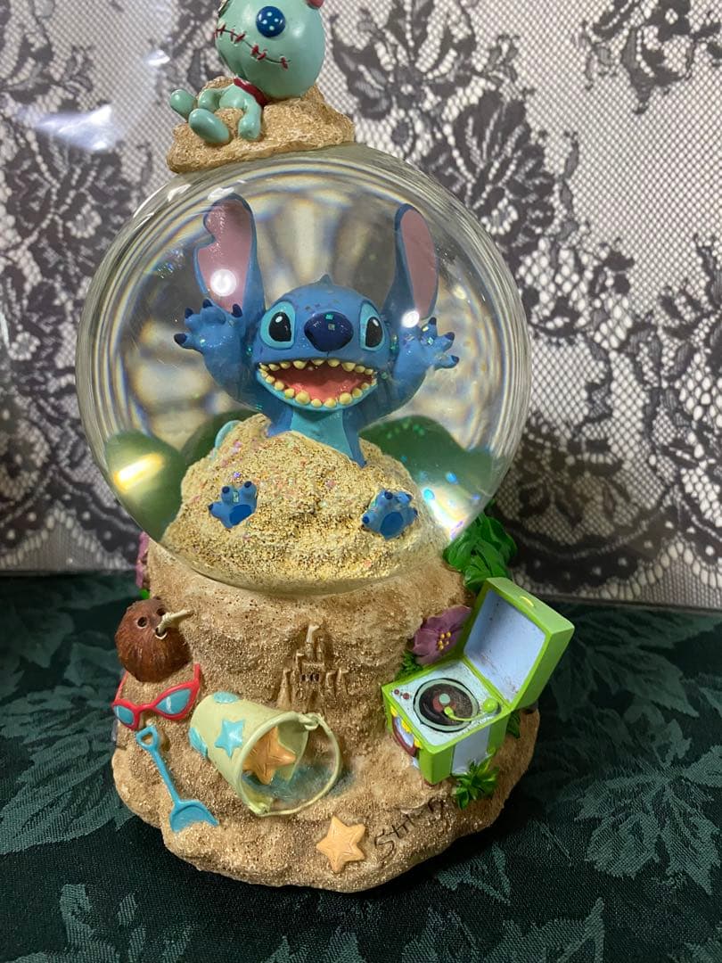 海外ディズニー　スティッチ　オルゴール　スノードーム　スノーグローブ