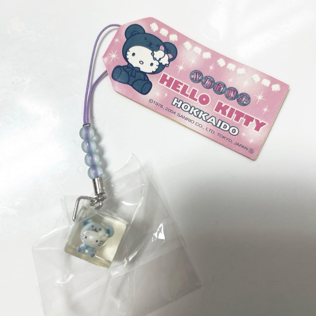ご当地キティ　根付けストラップ　すずらんベア　クリアキューブ　レア