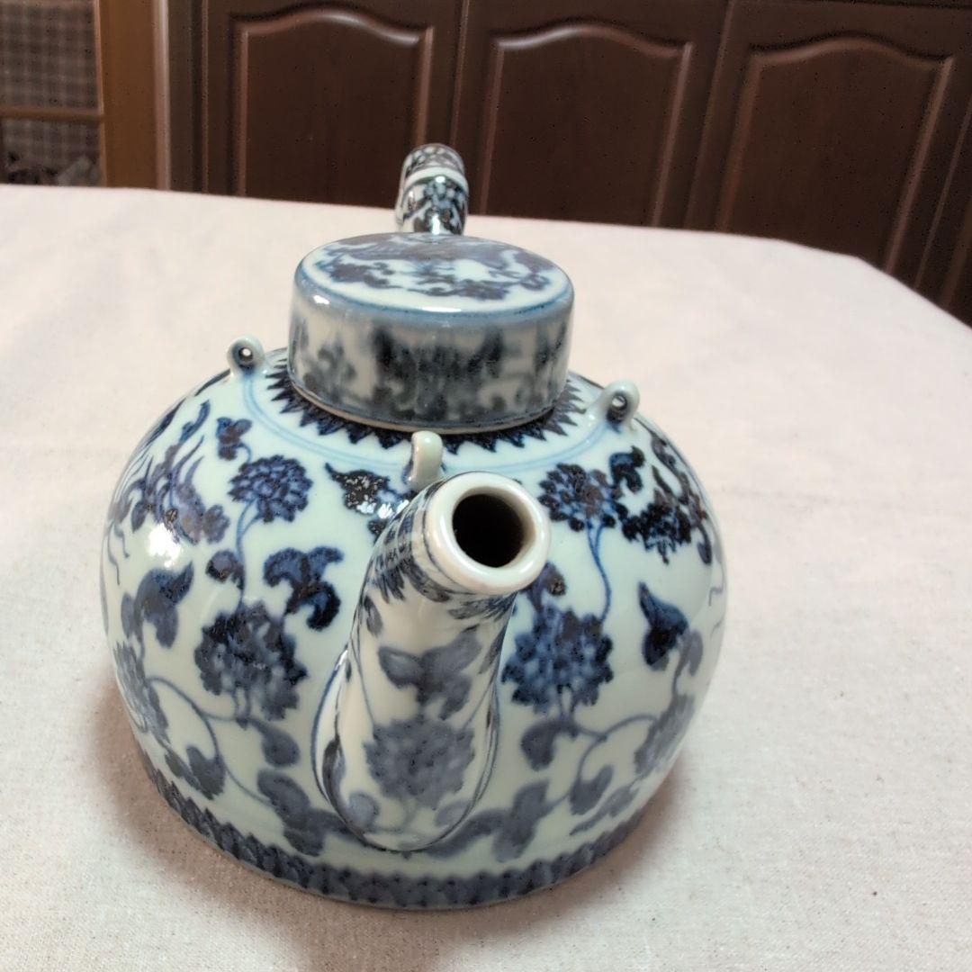 茶道具　染付水次　鳳凰　唐草紋