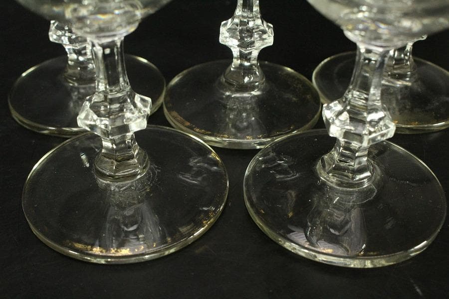 アンティーク 金彩ガラス カップ 五客(ZE608)