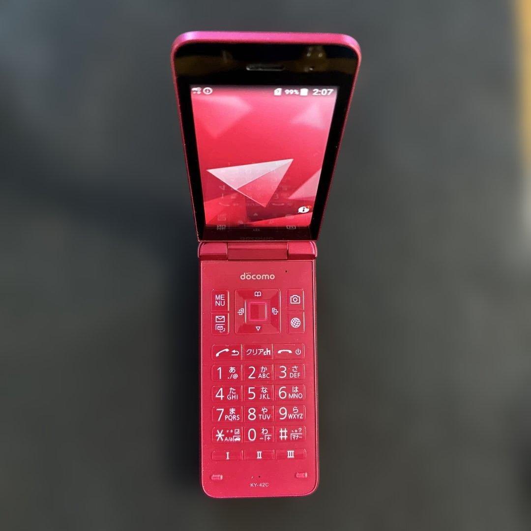 美品☆携帯docomo ky-42cレッド/充電器