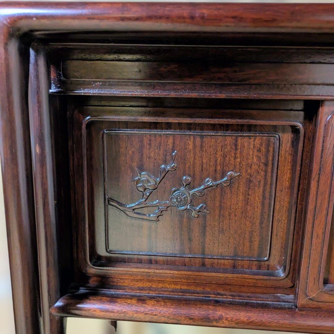 紫檀 違棚 飾棚 茶道具 透かし彫り