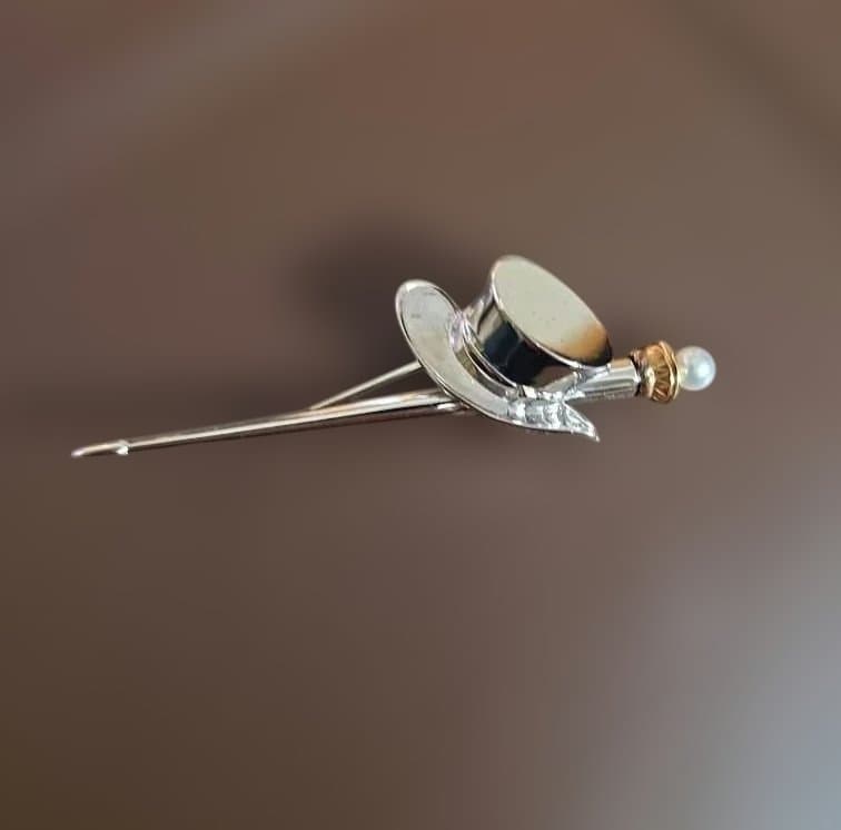 ミキモト　シルクハットブローチ ベビーパール