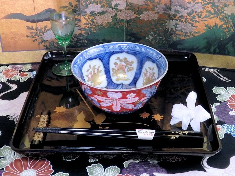 大聖寺伊万里　金襴手　梅に柘榴　蕪の図　大振向付　N974AS-CYz