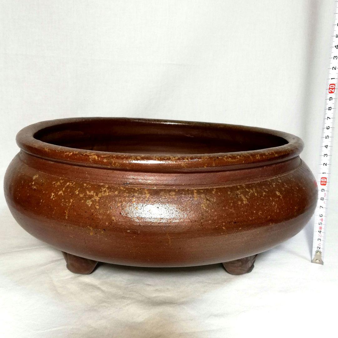 江戸末期 古備前 三足水盤 備前焼 火鉢 メダカ鉢 金魚鉢 花器 工芸品 骨董品