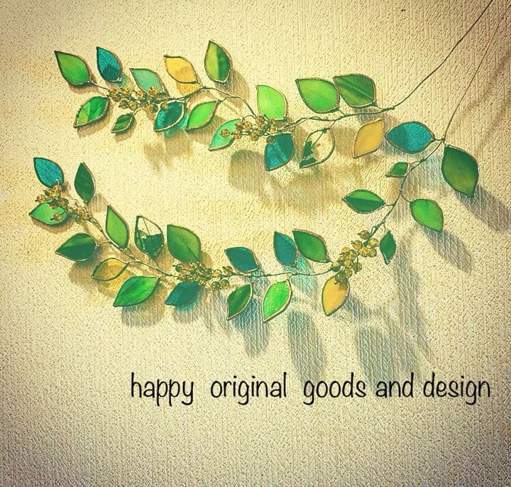 ステンドグラス パールミモザ ガーランド 【受注作品】