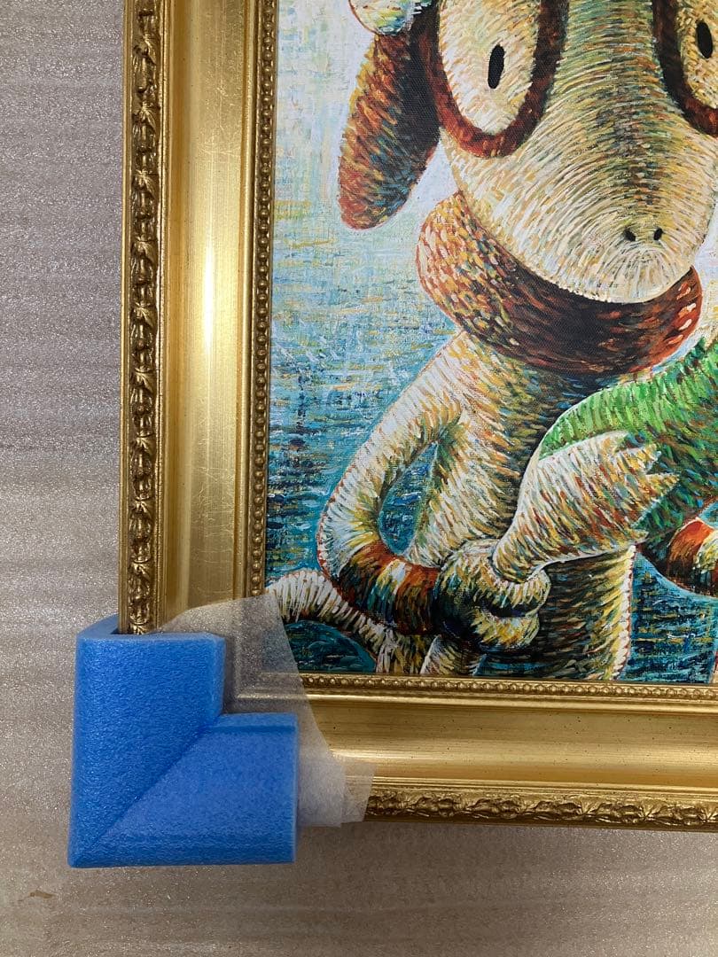 ゴッホピカチュウ　キャンバスアート　ドーブル　金枠　Sサイズ