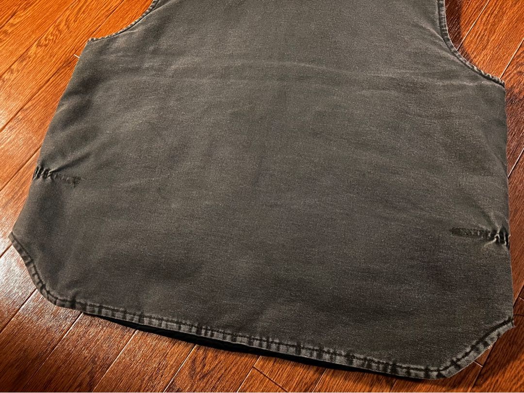 90s Carhartt モスグリーン ダックベスト USA製 腰ゴム XL