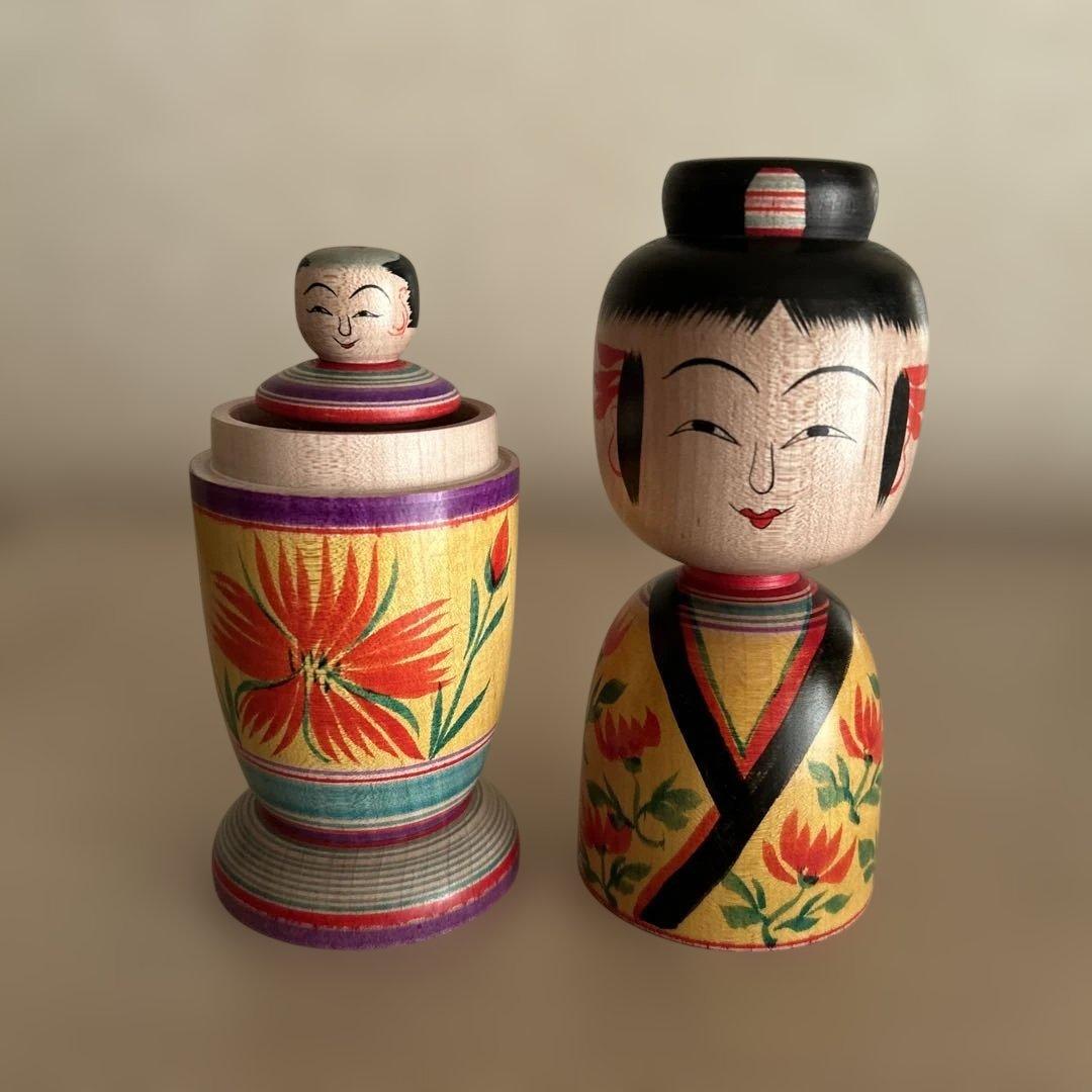 鈴木征一工人 こけし 【ガラ入り子持ち髷こけし】