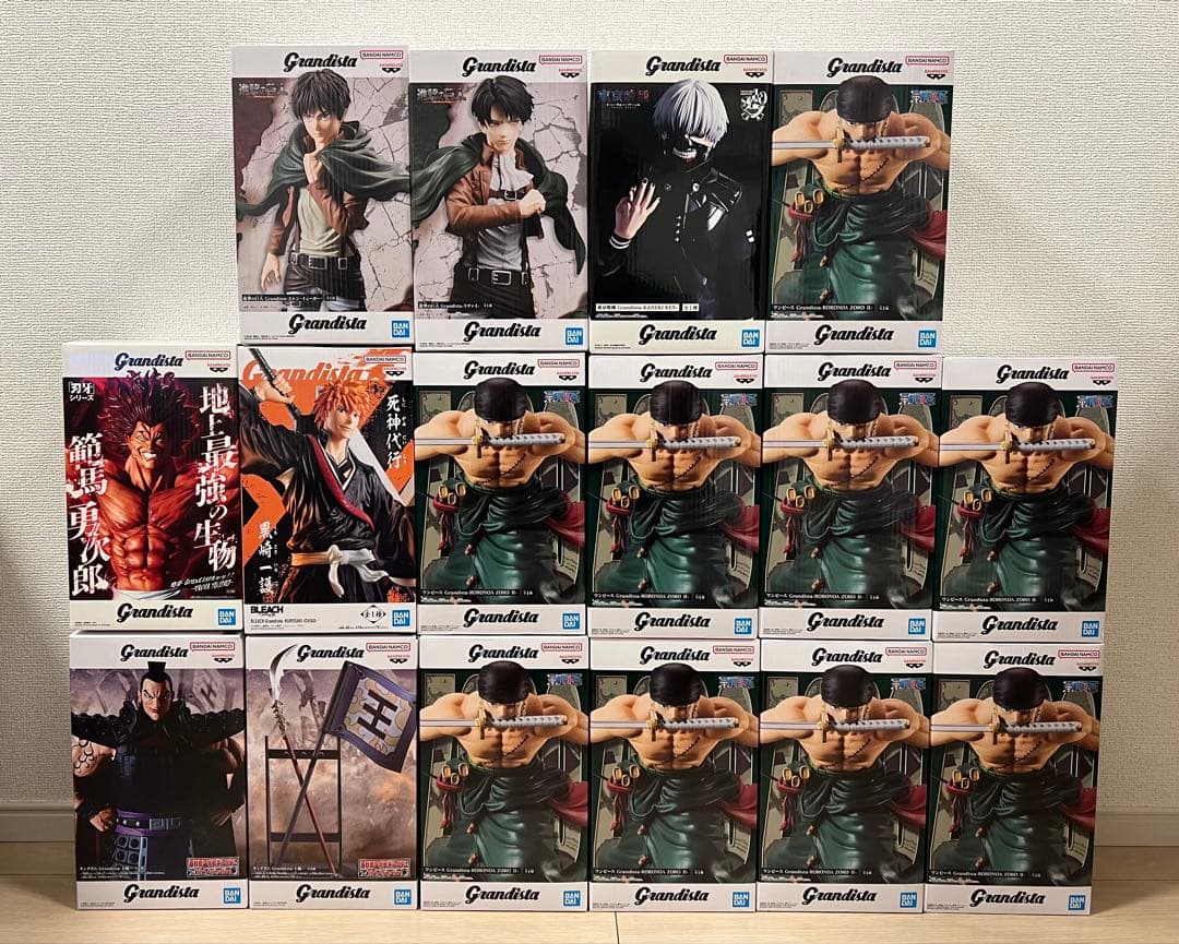 ワンピース　東京喰種　進撃の巨人　ブリーチ　刃牙　グランディスタ　16体セット
