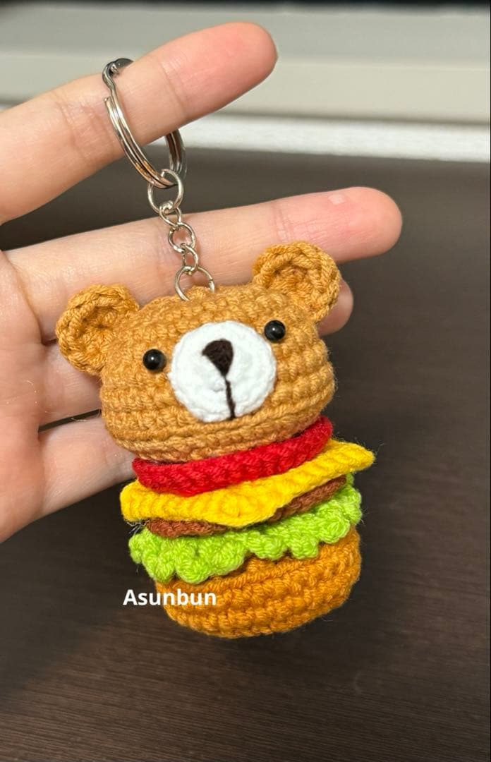[10点セット] ブタハンバーガー、クマハンバーガーとミニ熊のキーホルダー