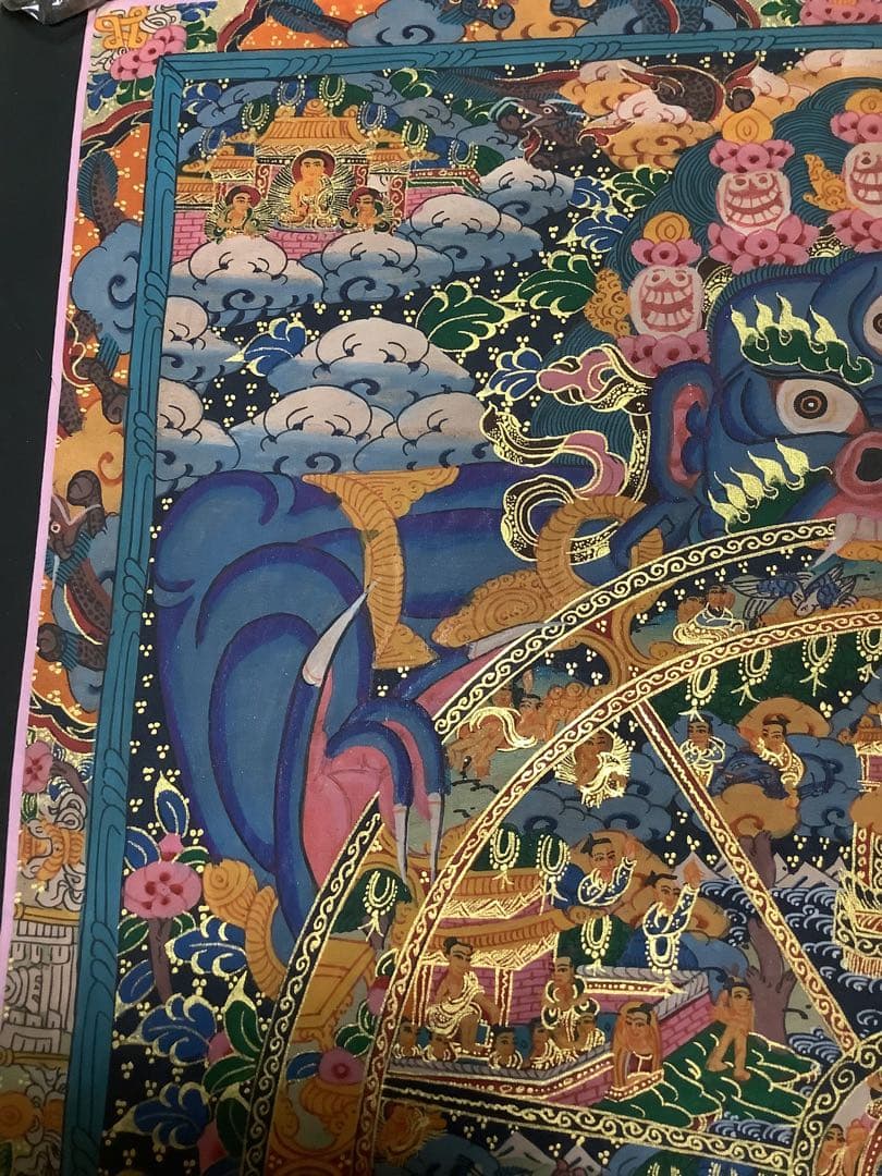 《 チベット密教　新品　1点物 》 手描き　曼荼羅　仏陀　六道輪廻　仏教　a2