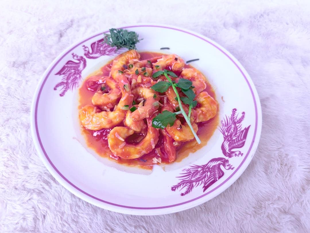 昭和レトロ エビチリ 食品サンプル 直径約26cm 町中華 中華料理