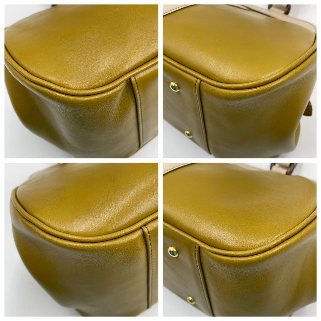 極美品　ロベルタディカメリーノ　ロベルタクラシック　レザーハンドバッグ　イエロー