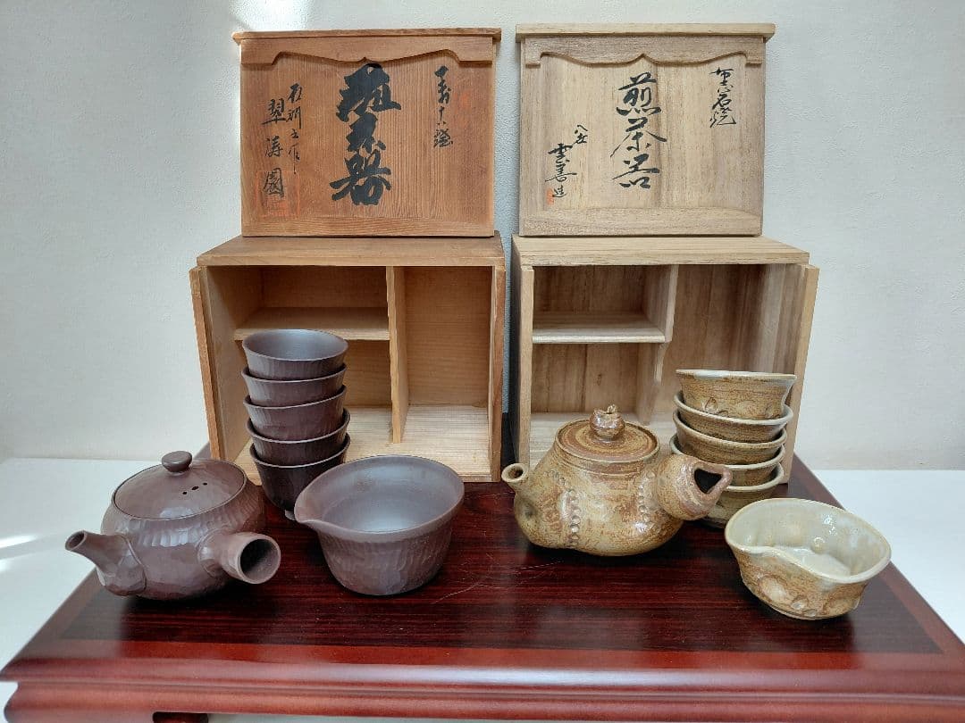 布志名焼 八世 土屋善史郎&萬古焼 翠涛園 石？作 煎茶道具 茶道具