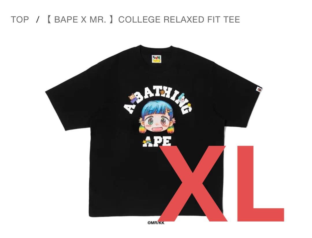 トップス BAPE X MR. COLLEGE RELAXED FIT TEE XL