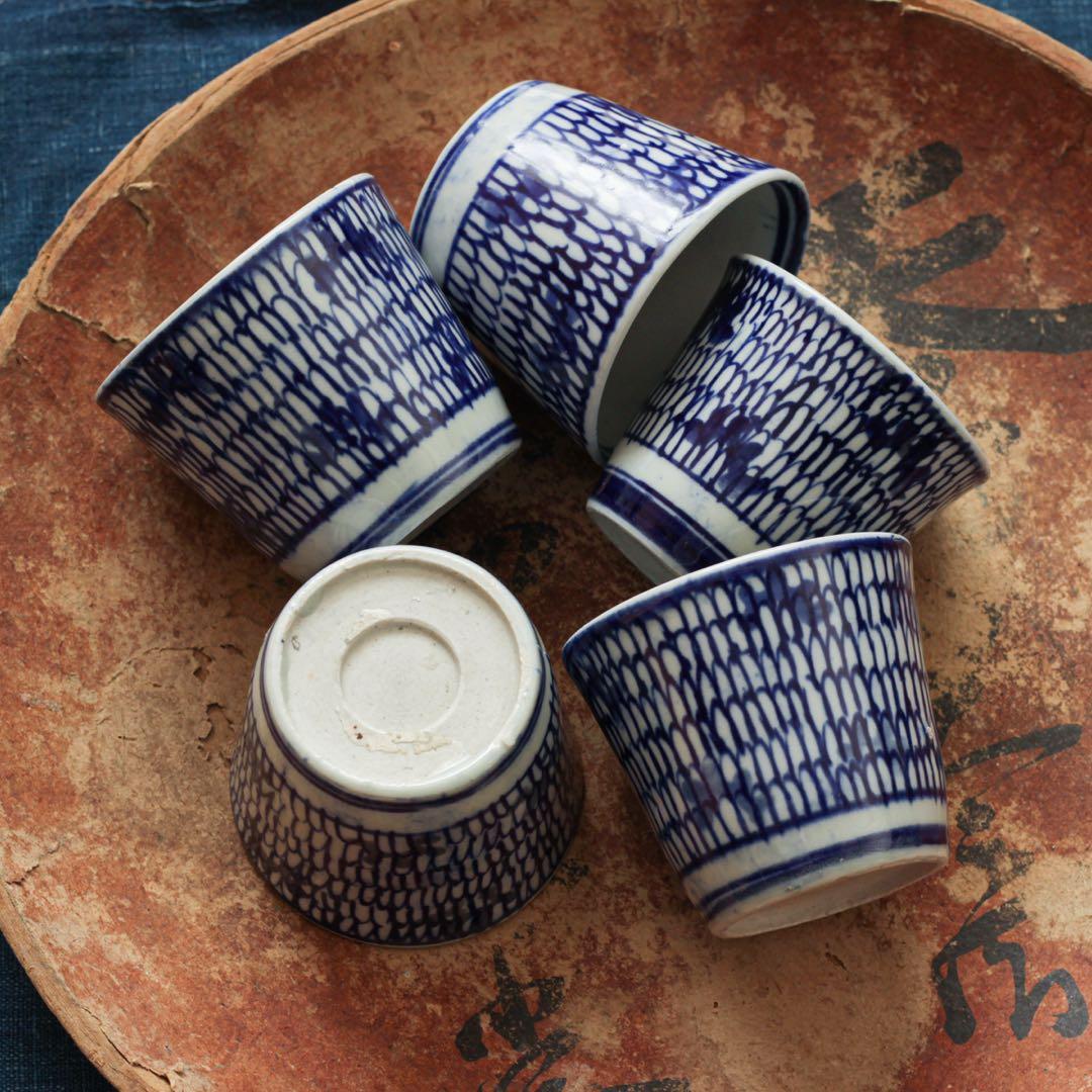 蕎麦猪口　微塵唐草　5客セット