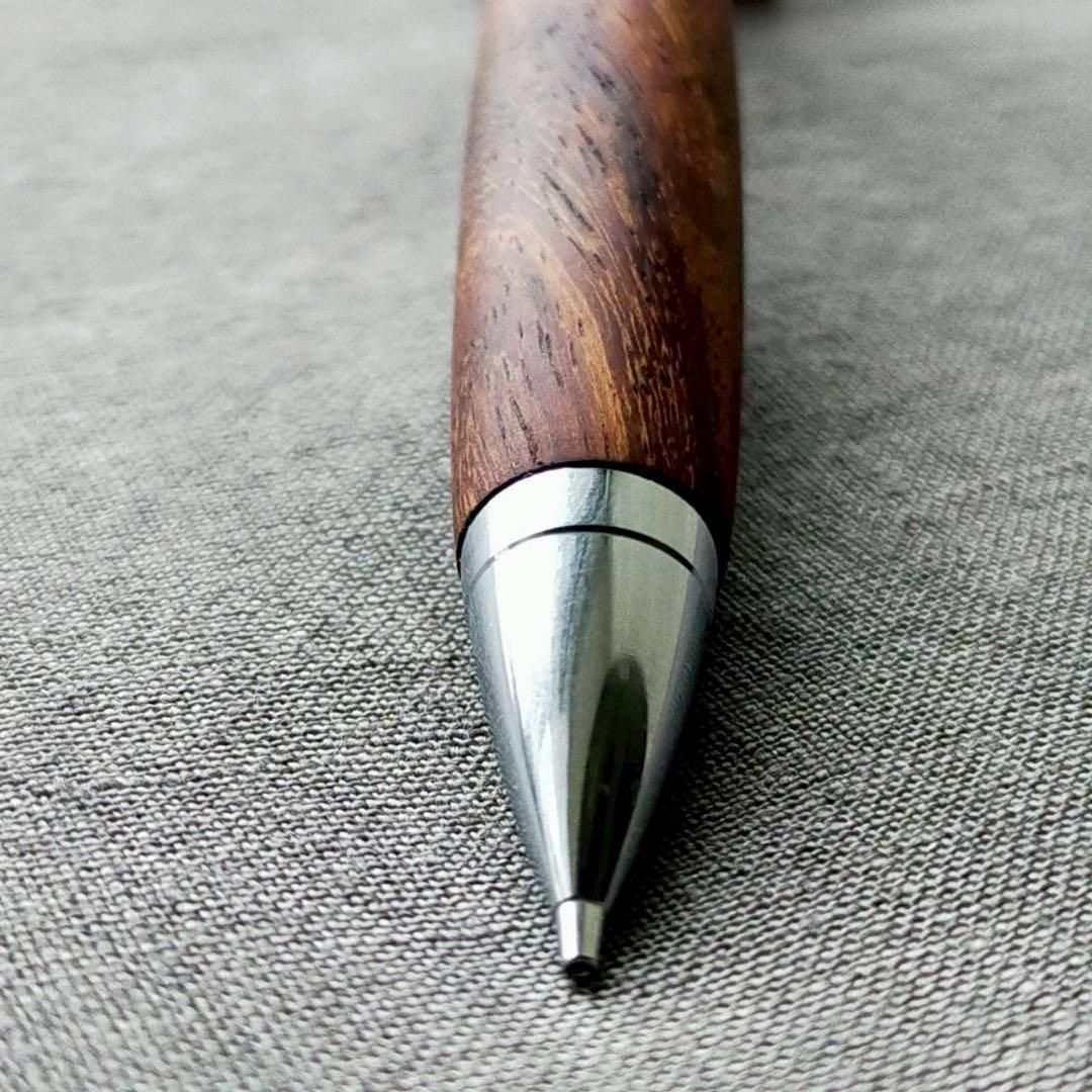インドローズウッド　ハンドメイド　木軸シャープペン　0.5mm　天然木　シルバー