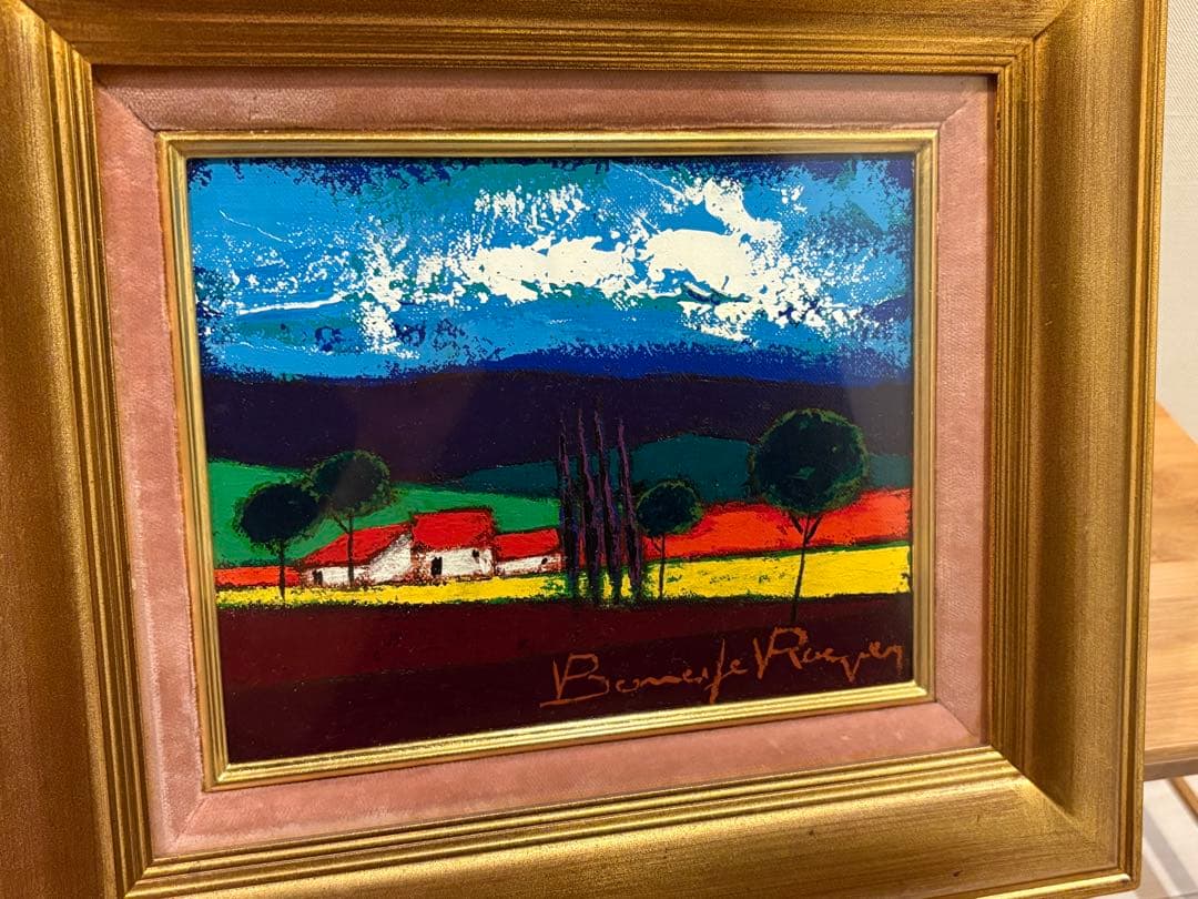 最終値下✨️真作 ロジェ・ボナフェ 油彩 ひつじ雲 額縁付 RogerBonafe