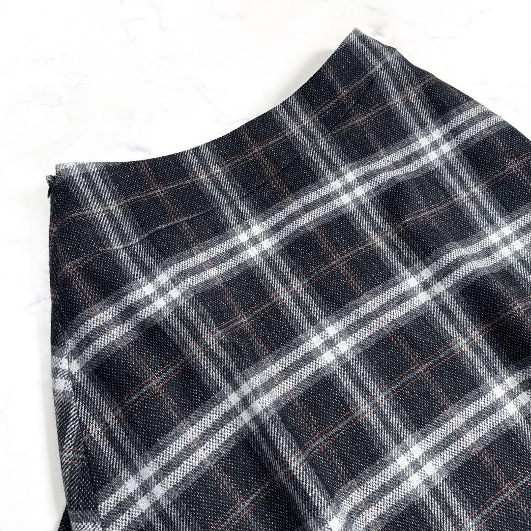 24AW エムズグレイシー カシュクール チェック スカート 40 ブラック系