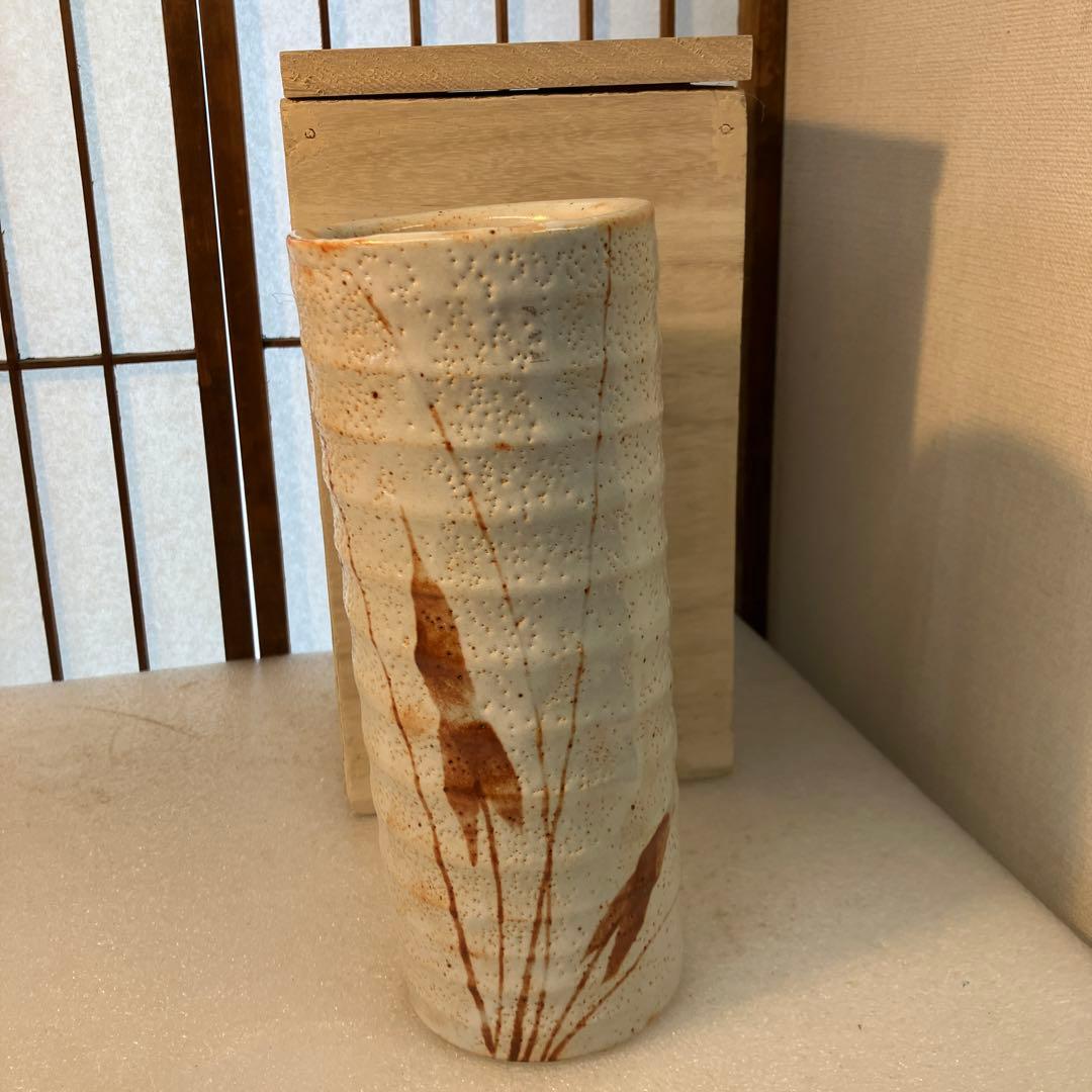 骨董　華道道具　花入　志野焼　筒花入　N737SH