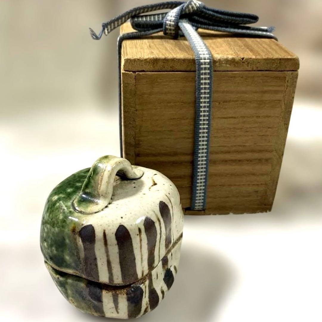 J-41 香合　織部焼　茶道具　アンティーク　インテリア　雑貨　美術品　工芸品