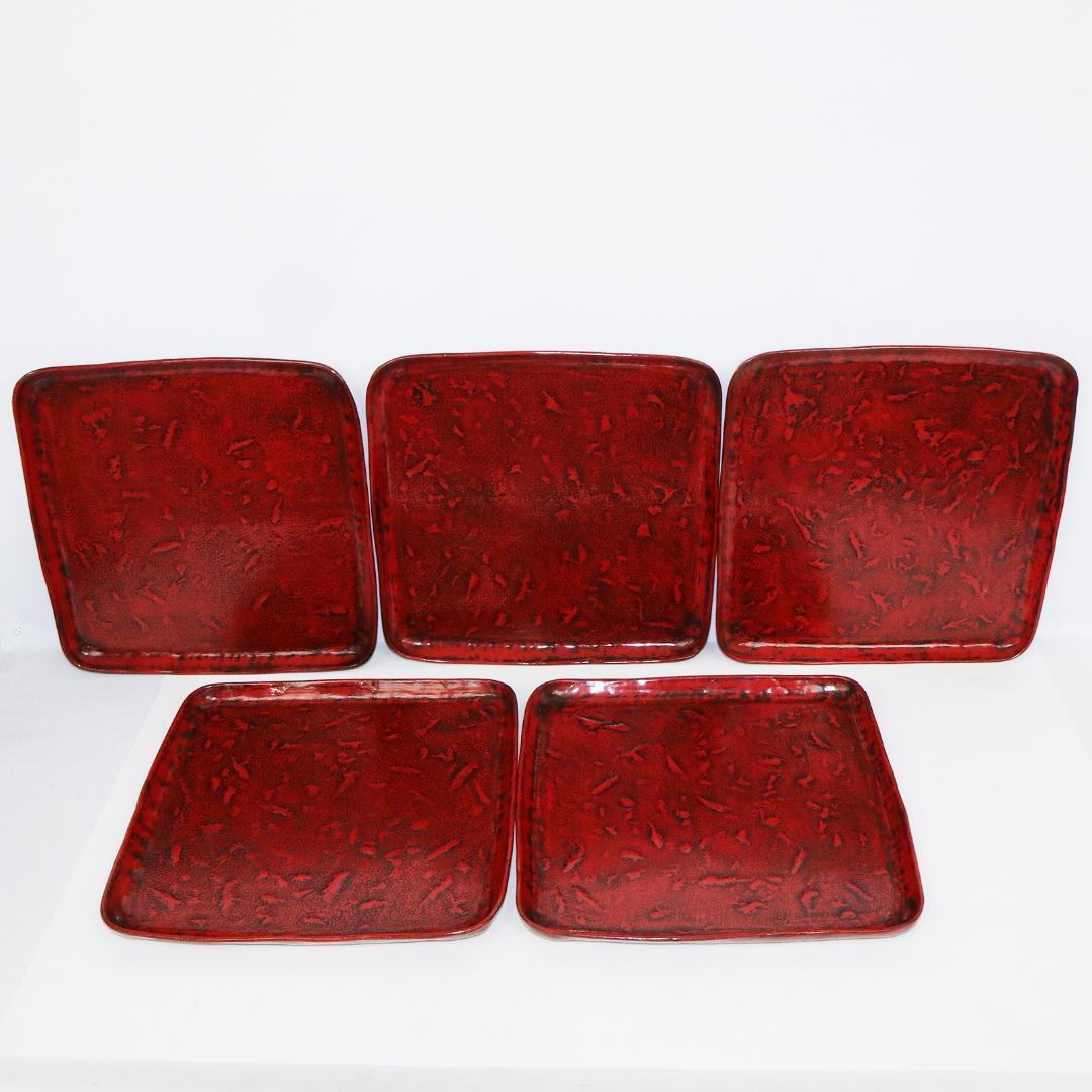 角盆　5客　漆　会席　箱付き木製　蒔絵 折り鶴