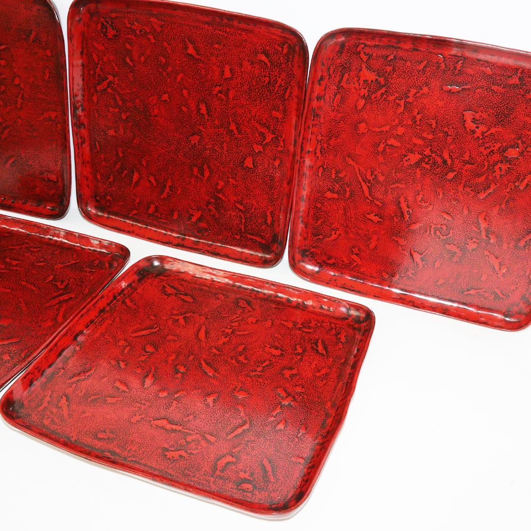 角盆　5客　漆　会席　箱付き木製　蒔絵 折り鶴