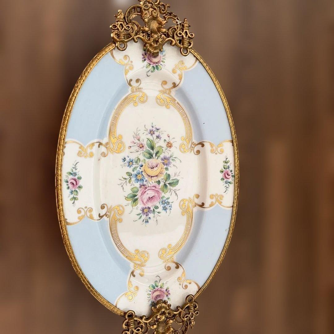 花柄装飾オーバルプレート　リモージュ