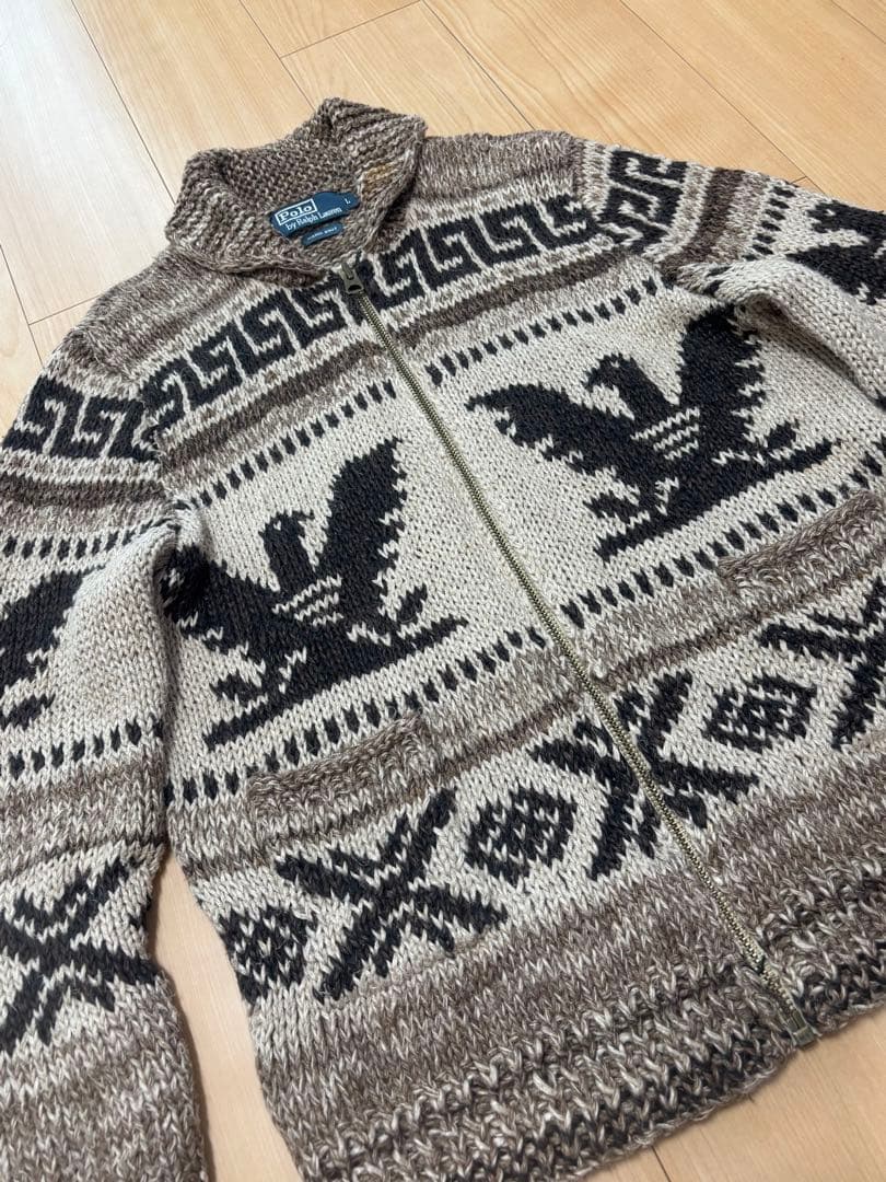 ラルフローレン ハンドニット カウチン セーター サンダーバード ネイティブ柄