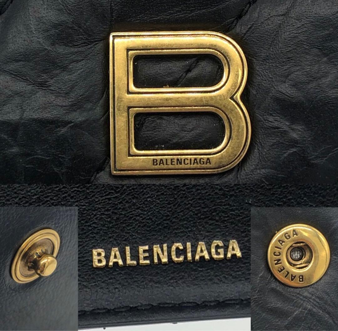 未使用級✨バレンシアガ CRUSH レザー　三つ折り財布 ブラック