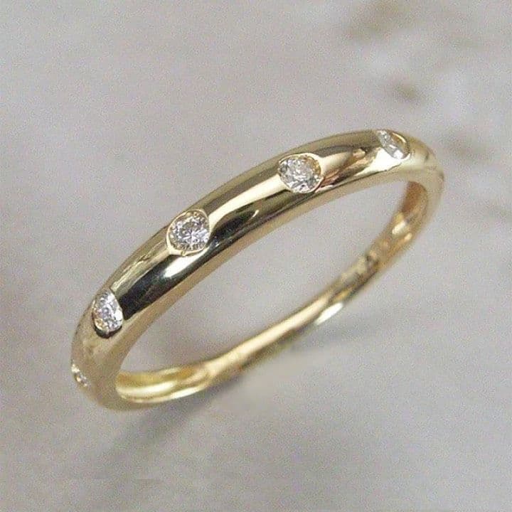 K18天然 ダイヤモンド ドットリング　15号