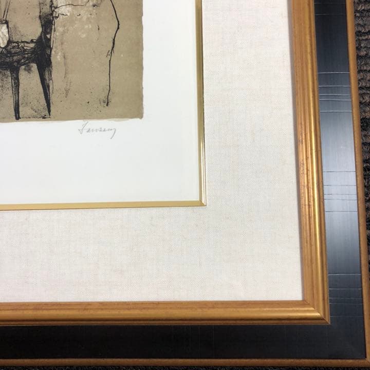 ジャン・ジャンセン「アトリエにいる画家」 リトグラフ　額縁付絵画