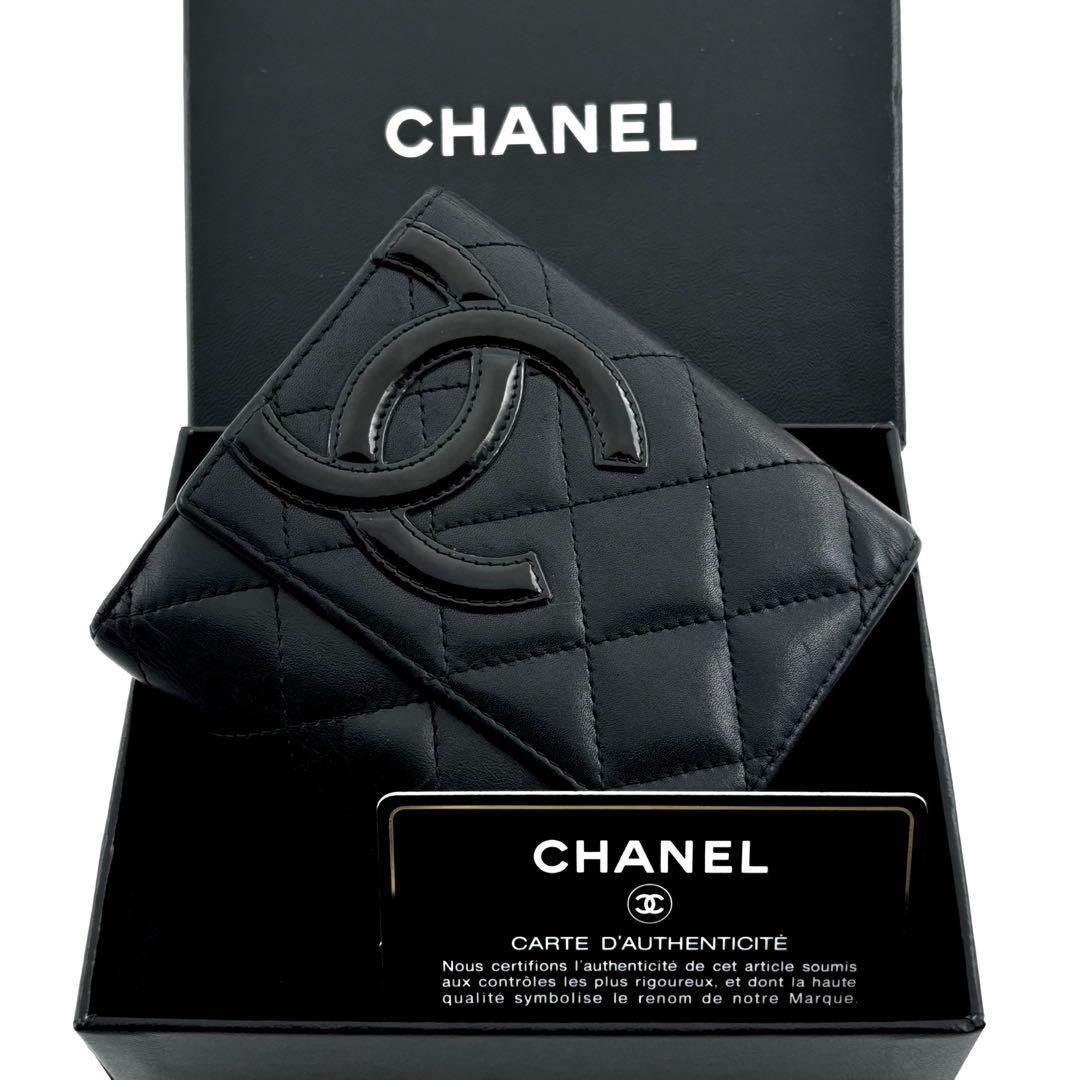 【極美品✨レア】シャネル CHANEL 財布 カンボンライン Wホック 二つ折