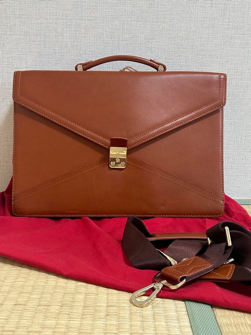 LANCELランセル ブラウンレザー ビジネスバッグ