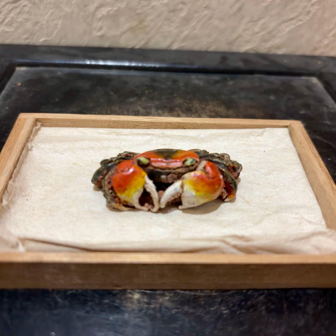 希少　水月焼　蟹　焼物　根付　時代物　好川恒方　アンティークレトロ骨董明治大正