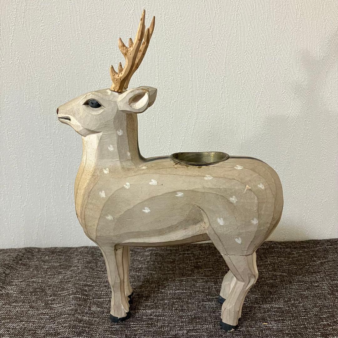 奈良一刀彫　鹿　木彫り人形　奈良蔵出　骨董　アンティーク　春日曼荼羅　おん祭り