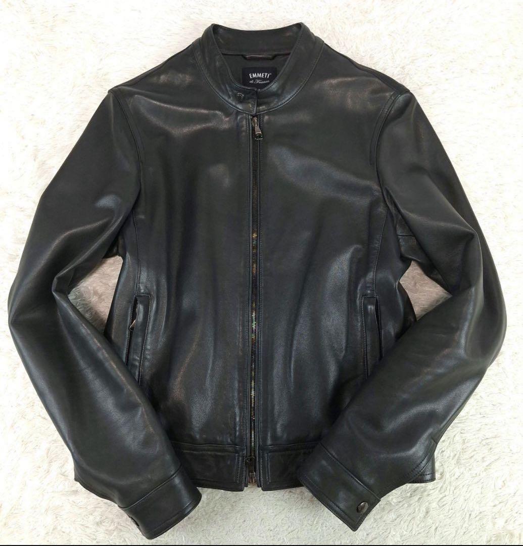 EMMETI　ラムレザー　シングルライダース　JURI　ブラック　46 M