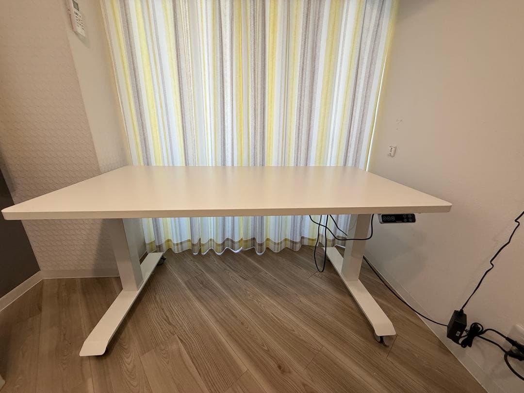 組立不要【Flexispot E7】 キャスター付 140cm ホワイト