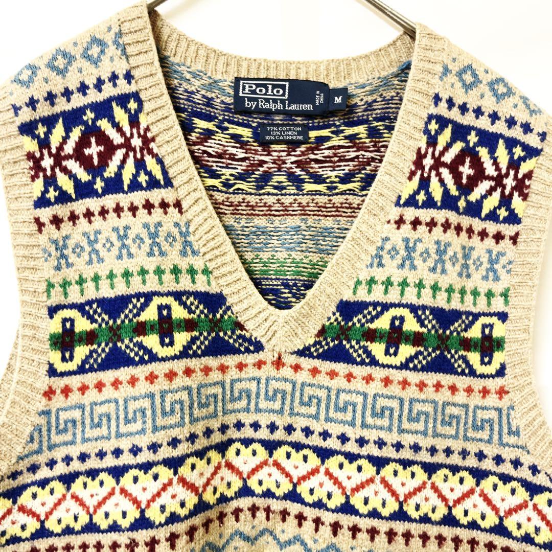 Polo by Ralph Lauren フェアアイル柄 ベスト M　カシミヤ
