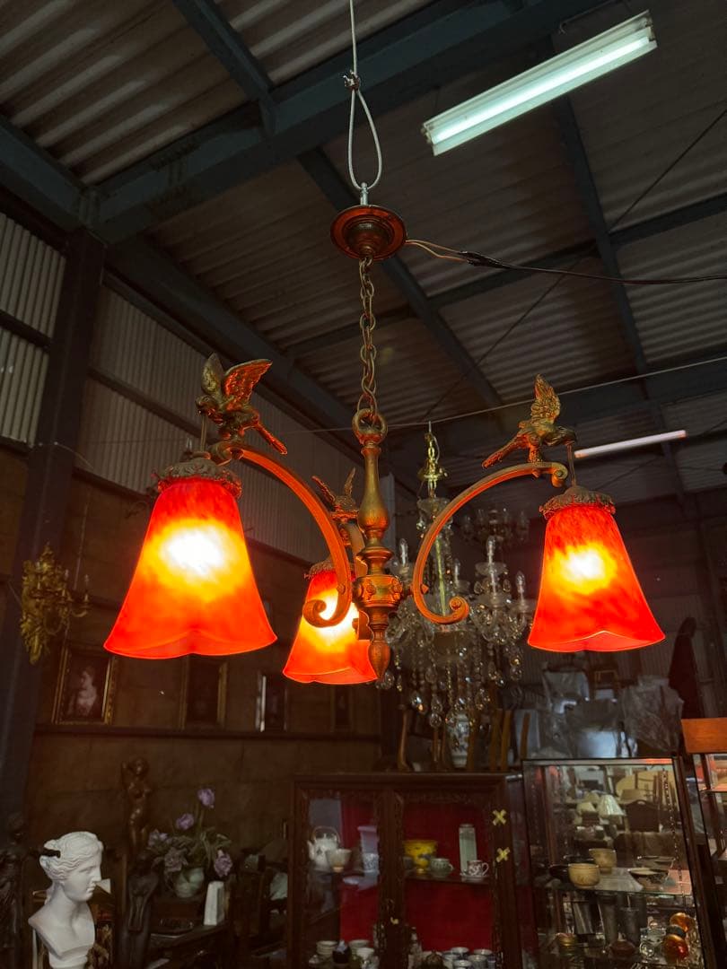 フランス製 アールヌーボー 3灯吊り下げ照明｜アンティーク｜1900年初頭