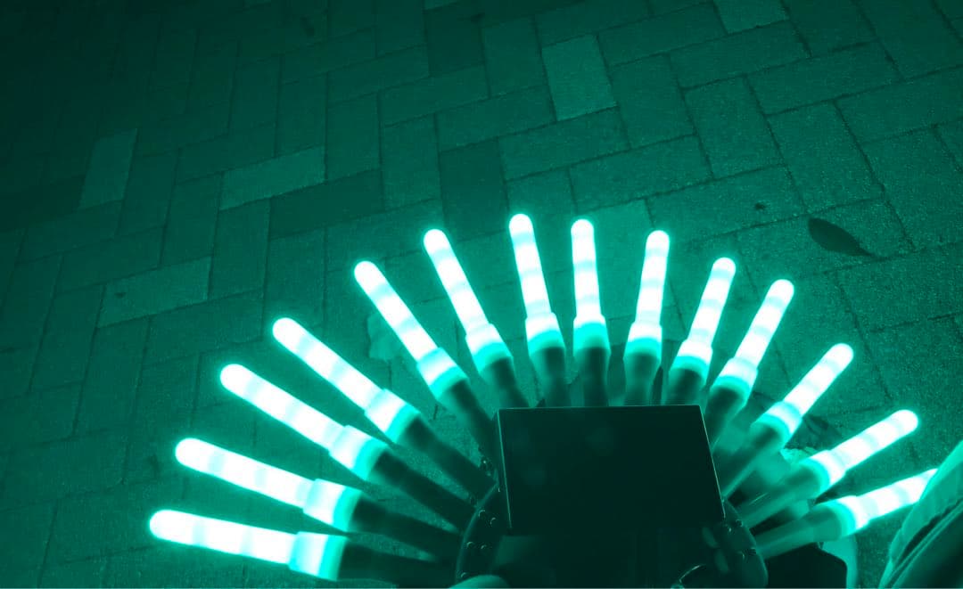 半月タンバリン 孔雀 ペンライト ミントグリーン14連