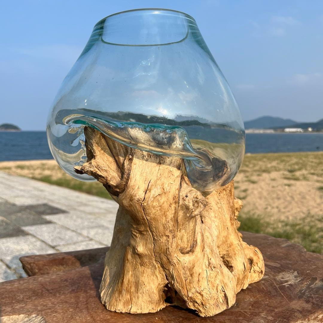 流木ガラスオブジェ特大G 花瓶 金魚鉢 テラリウム フラワーポット 水槽 アート