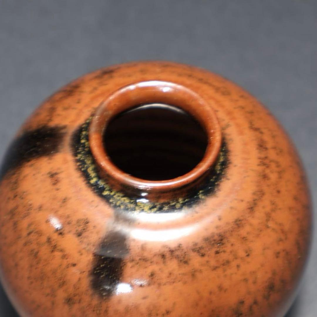 【茶道具】茶入　珠光写文琳　共箱　仕服付き　R1562ダW