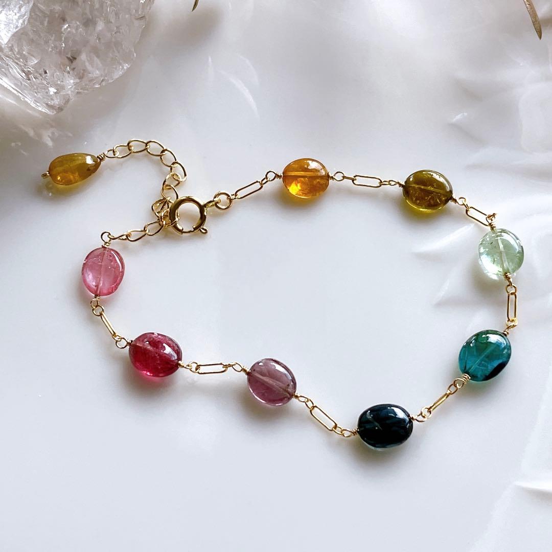 Kaya◆マルチカラートルマリンブレスレット✧14kgf